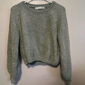 Altered State Green Knitted Crop Sweater